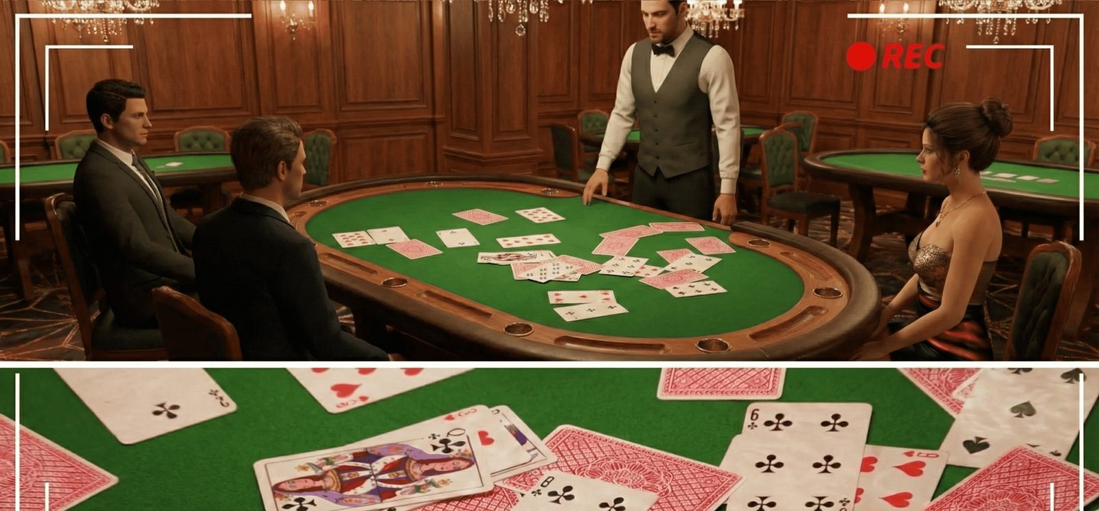 Cámaras de alta resolución sobre las mesas de juego de un casino