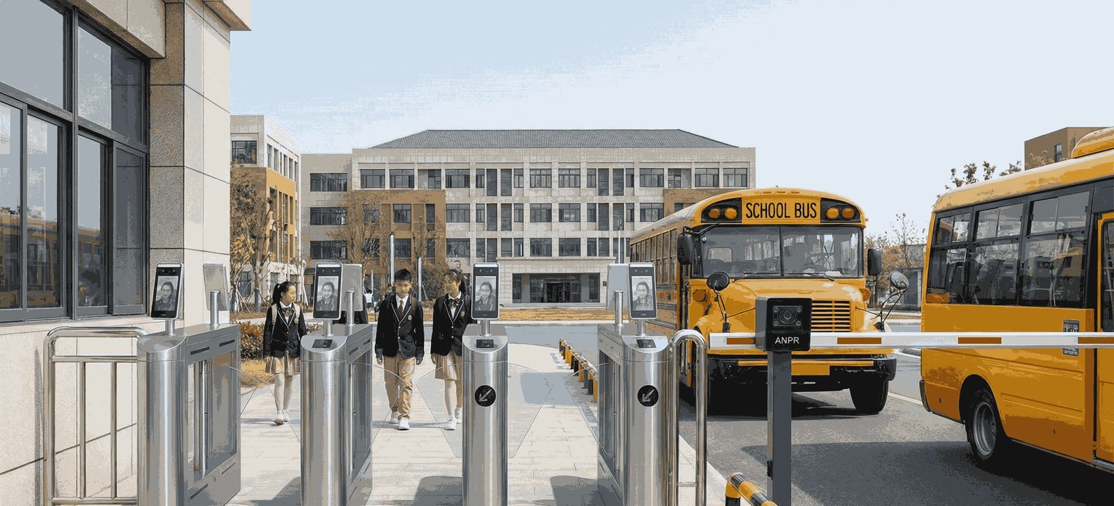 Control de acceso con reconocimiento facial en la entrada de una escuela